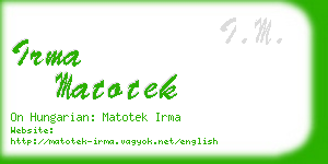 irma matotek business card